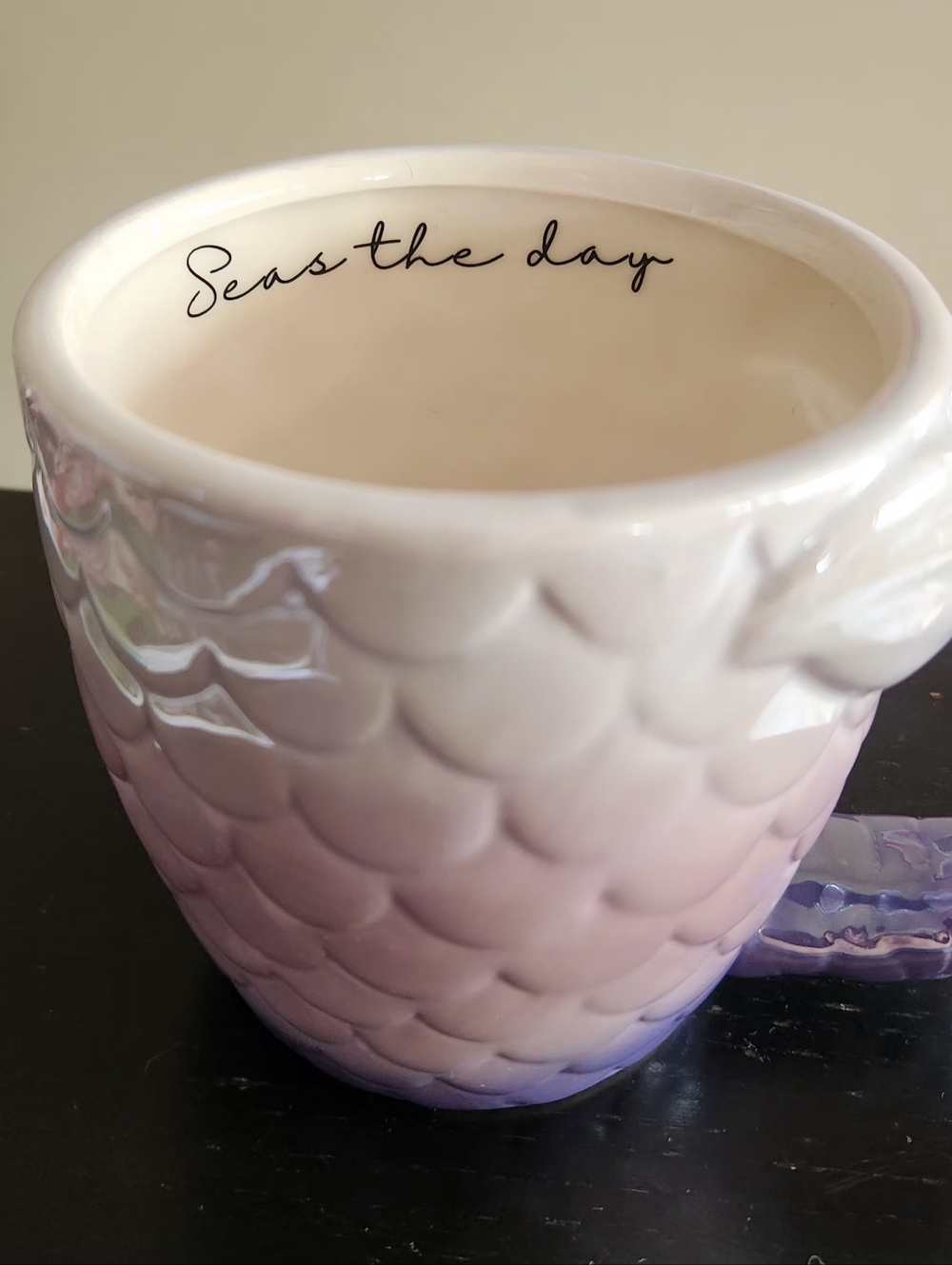 Ceramic Purple Mermaid Tail Coffee Tea Mug Seas The Day - Picture 3 of 6